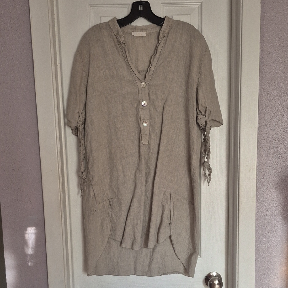 Linen Button-Down Dress
